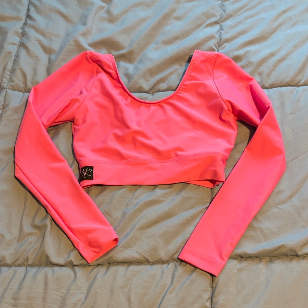 Vibrant Pink Long Sleeve Crop Top for Kids CL